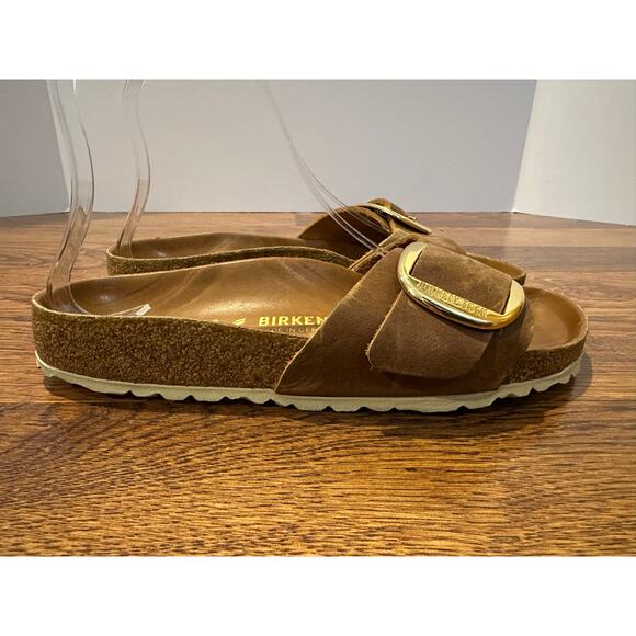 Birkenstock Madrid Big Buckle Leather Slides Brown Size 38 (7-7.5) Classic Style - Picture 2 of 10